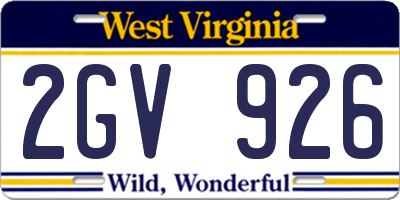WV license plate 2GV926