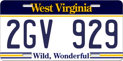 WV license plate 2GV929