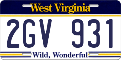 WV license plate 2GV931