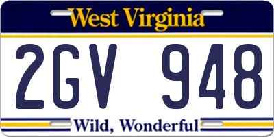 WV license plate 2GV948