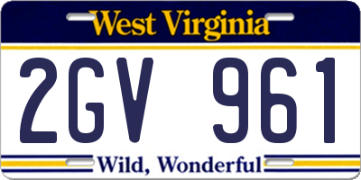 WV license plate 2GV961