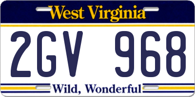 WV license plate 2GV968