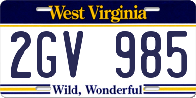 WV license plate 2GV985