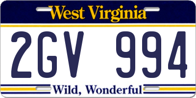 WV license plate 2GV994