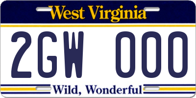 WV license plate 2GW000