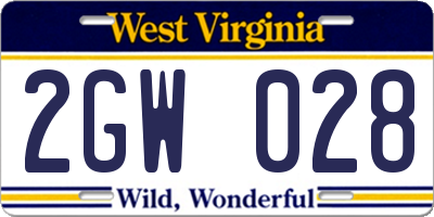 WV license plate 2GW028