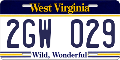 WV license plate 2GW029