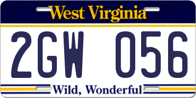 WV license plate 2GW056