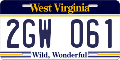 WV license plate 2GW061