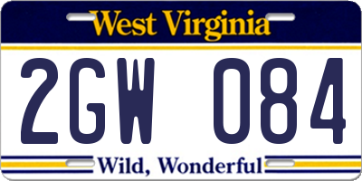WV license plate 2GW084