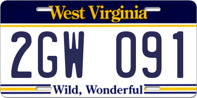 WV license plate 2GW091