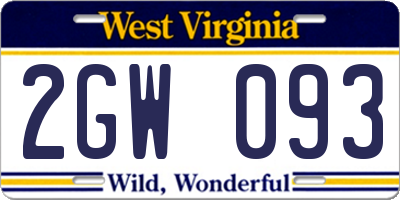 WV license plate 2GW093