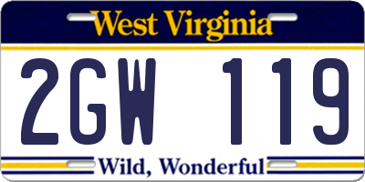 WV license plate 2GW119