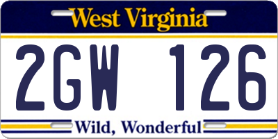 WV license plate 2GW126