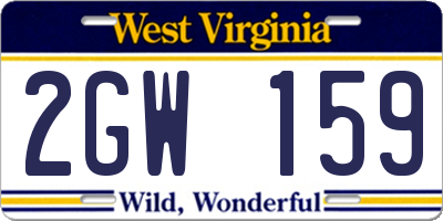 WV license plate 2GW159
