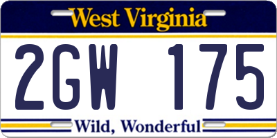 WV license plate 2GW175