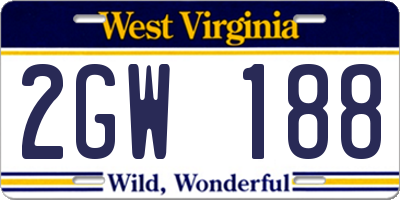 WV license plate 2GW188