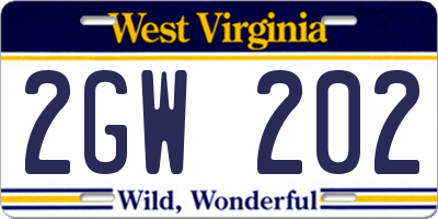WV license plate 2GW202
