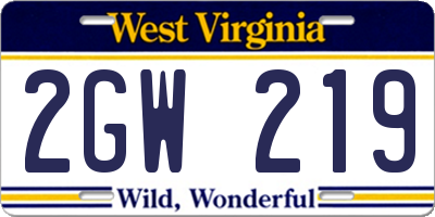 WV license plate 2GW219