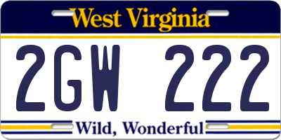 WV license plate 2GW222