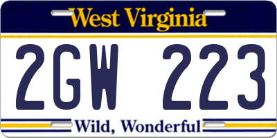 WV license plate 2GW223