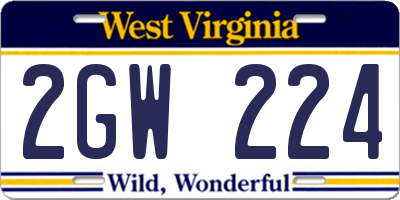 WV license plate 2GW224