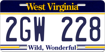 WV license plate 2GW228