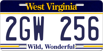WV license plate 2GW256