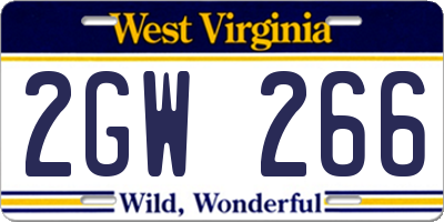 WV license plate 2GW266