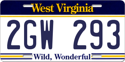 WV license plate 2GW293