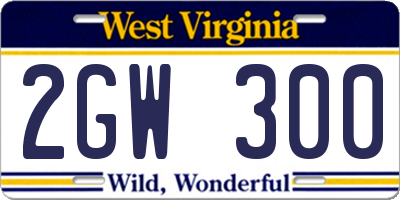 WV license plate 2GW300