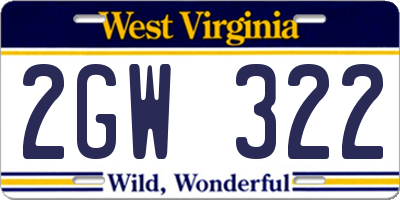 WV license plate 2GW322