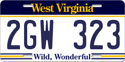 WV license plate 2GW323