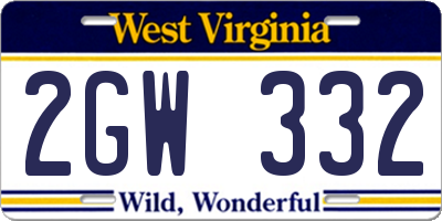 WV license plate 2GW332
