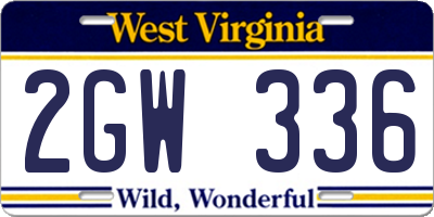 WV license plate 2GW336