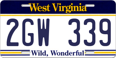 WV license plate 2GW339