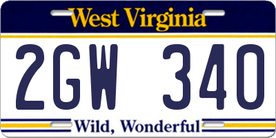 WV license plate 2GW340