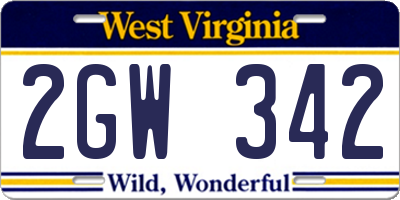 WV license plate 2GW342