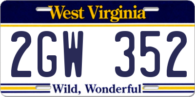 WV license plate 2GW352