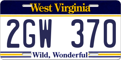 WV license plate 2GW370