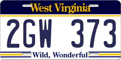 WV license plate 2GW373