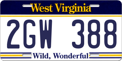WV license plate 2GW388