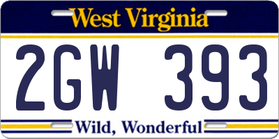 WV license plate 2GW393