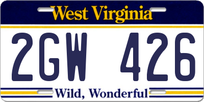 WV license plate 2GW426