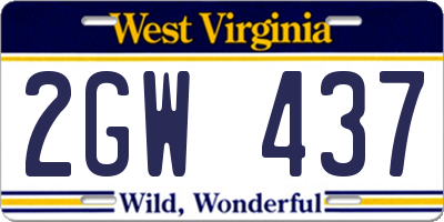 WV license plate 2GW437