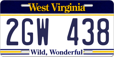 WV license plate 2GW438
