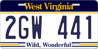 WV license plate 2GW441