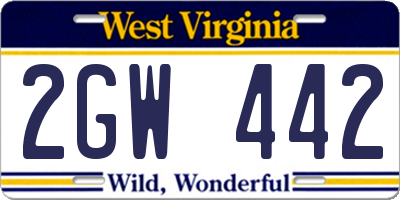 WV license plate 2GW442