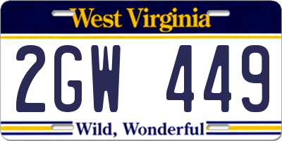 WV license plate 2GW449