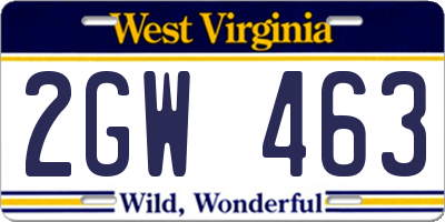 WV license plate 2GW463
